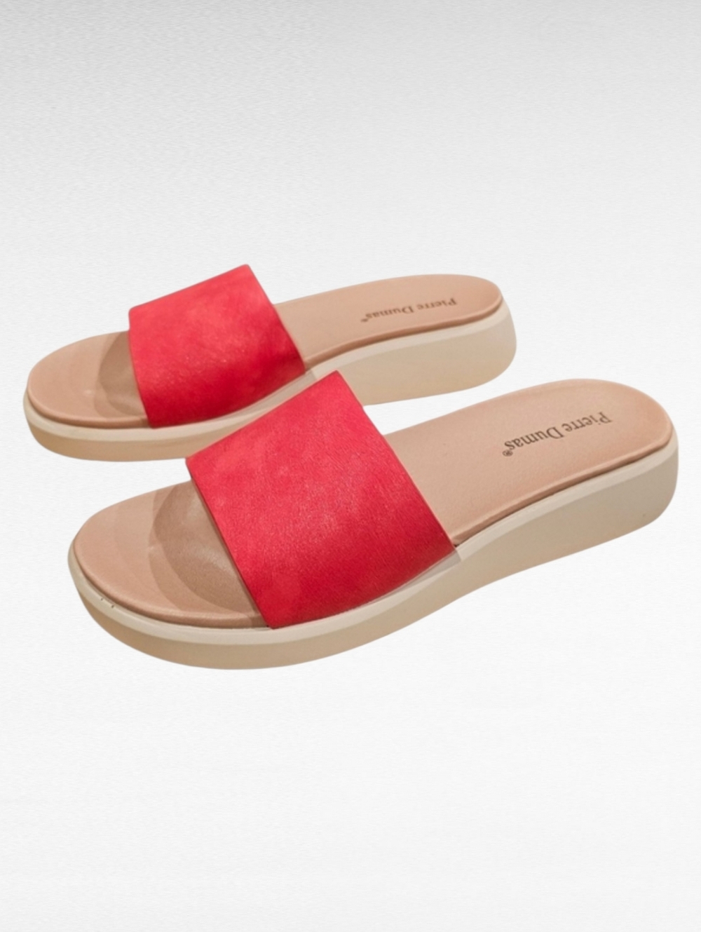 Pierre Dumas Slide Sandals Red and Tan Size 7M